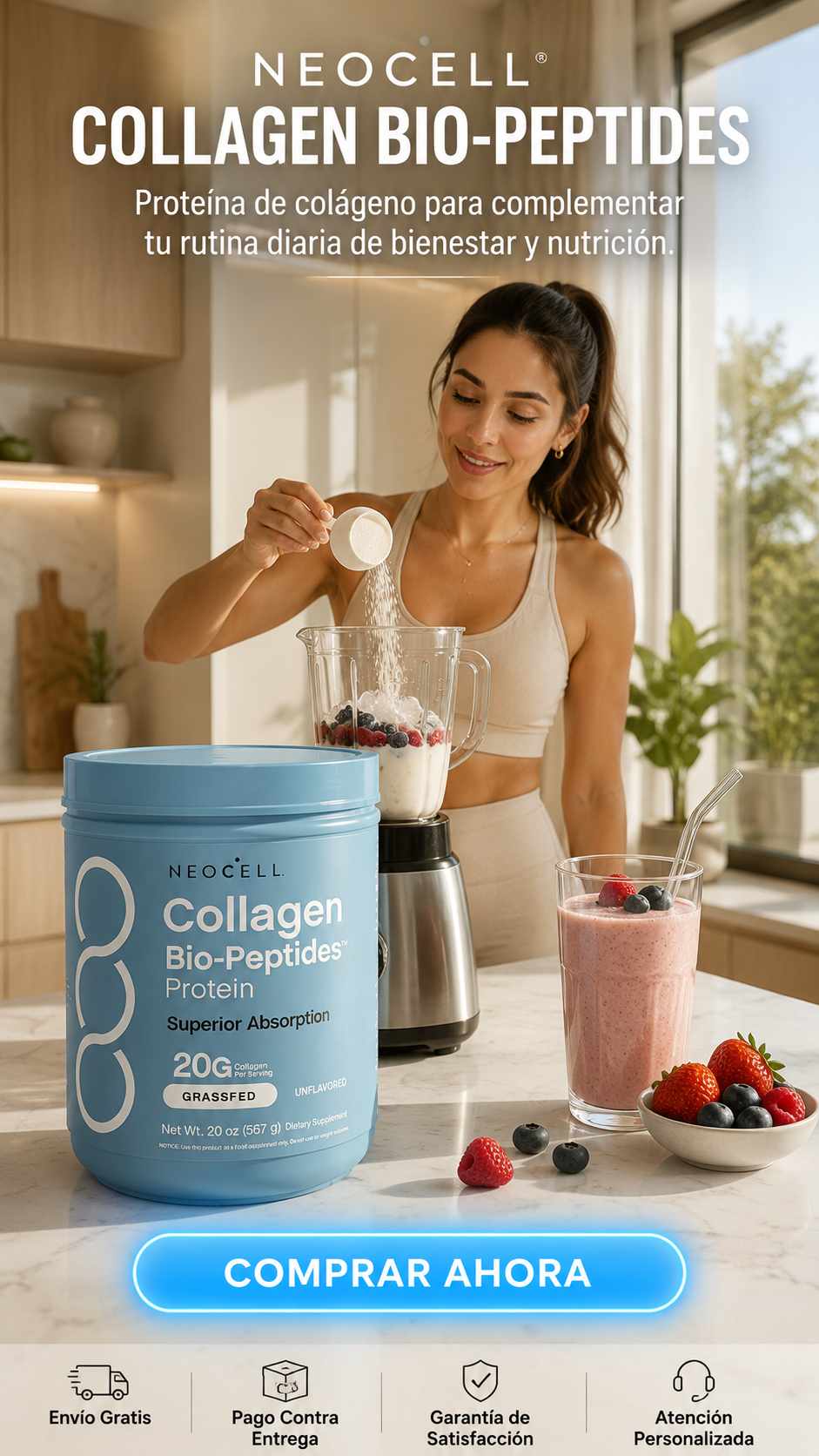 NEOCELL® COLLAGEN BIO-PEPTIDES-Proteína de Colágeno Grassfed • 20 g de proteína por porción