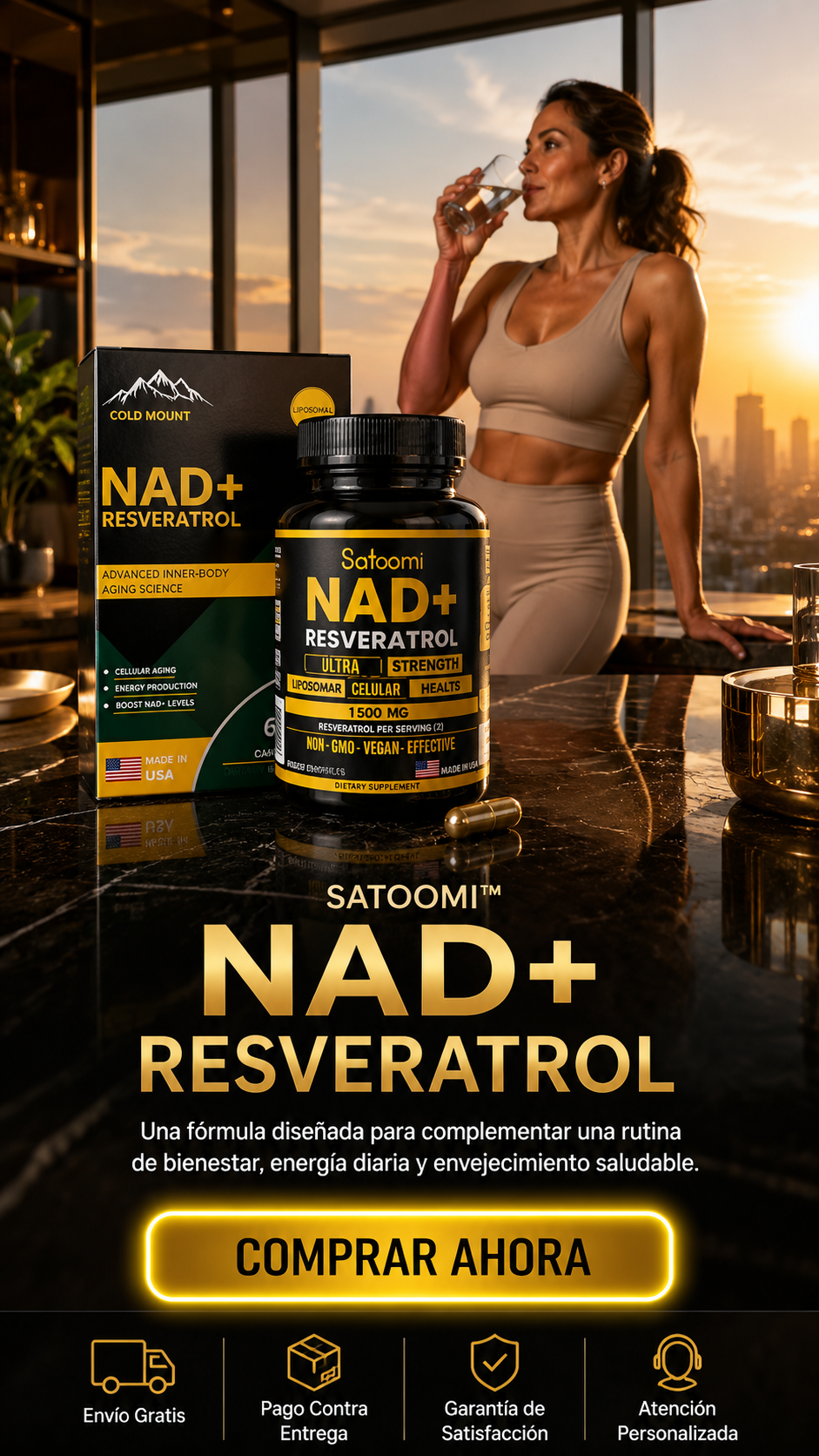 SATOOMI NAD+ RESVERATROL-Fórmula Liposomal Premium para Bienestar Celular