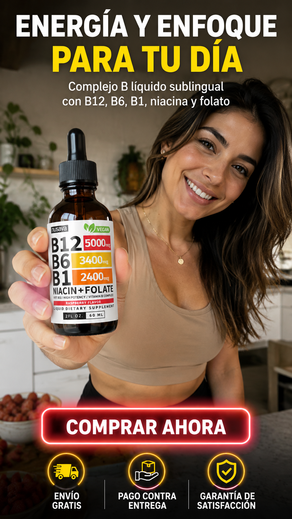 NUSAVA B12 B6 B1 NIACIN + FOLATE- complejo B liquido