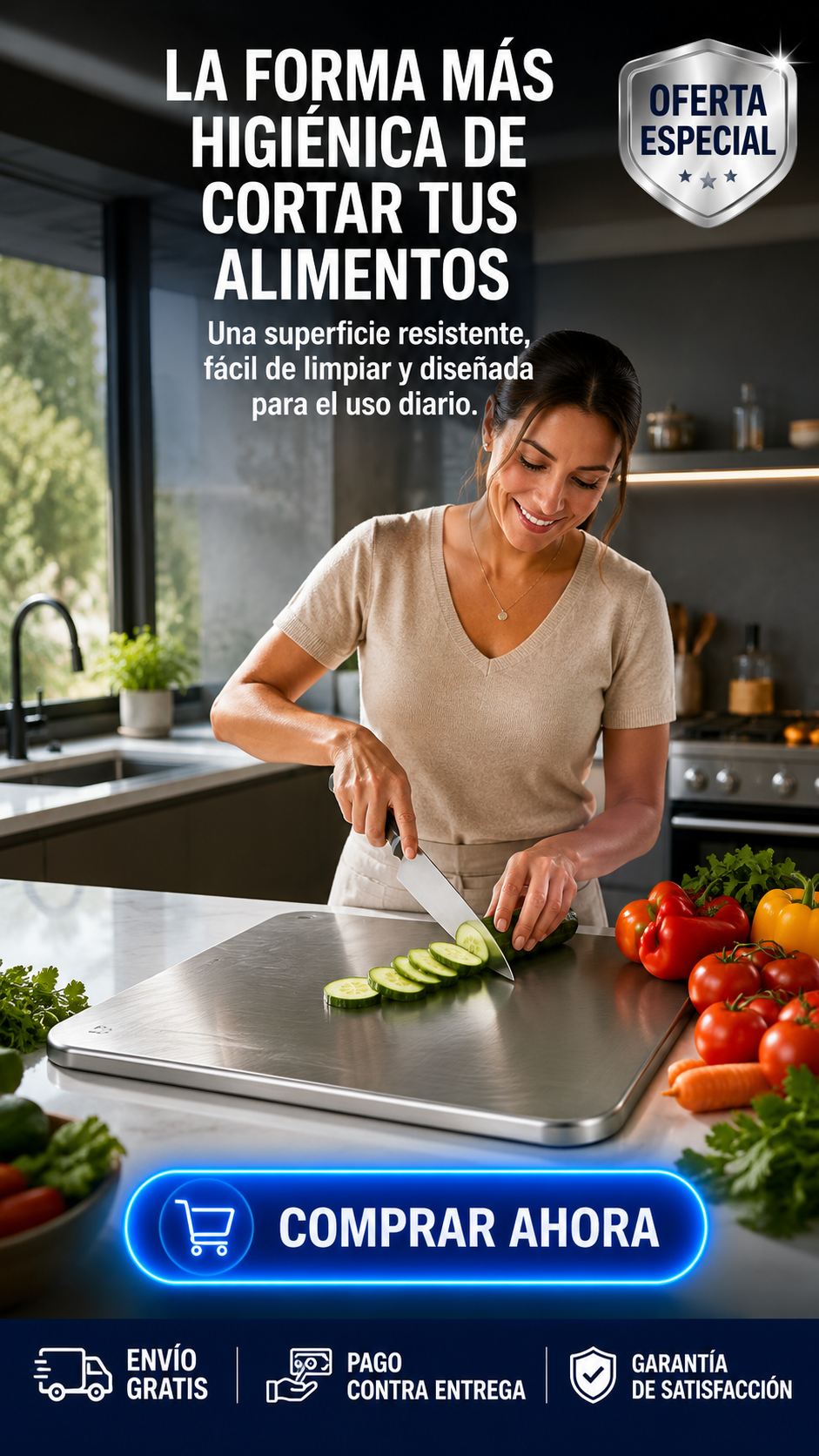 SteelBoard Pro™ La tabla de acero que transforma tu cocina.