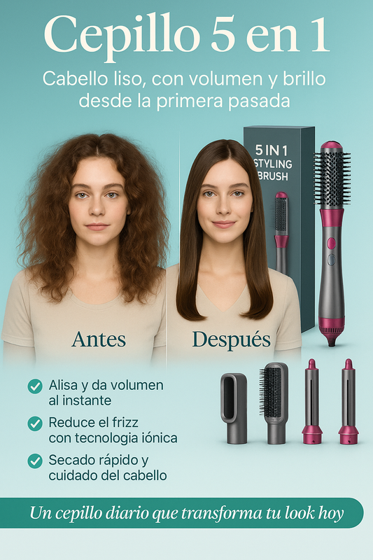 Cepillo 5 en 1 — Secador y Estilizador Profesional