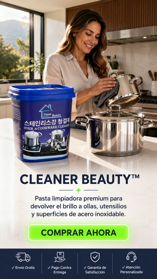 Cleaner Beauty-Pasta limpiadora premium para ollas, utensilios y superficies de acero inoxidable.