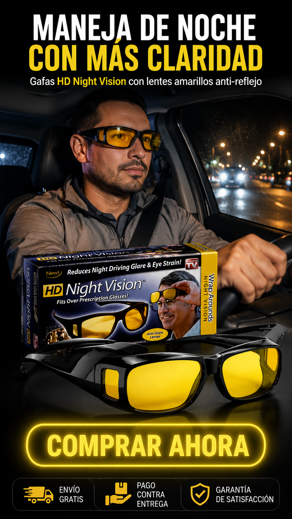 Gafas HD Night Vision Wrap Around- Gafas para conducir 2x1
