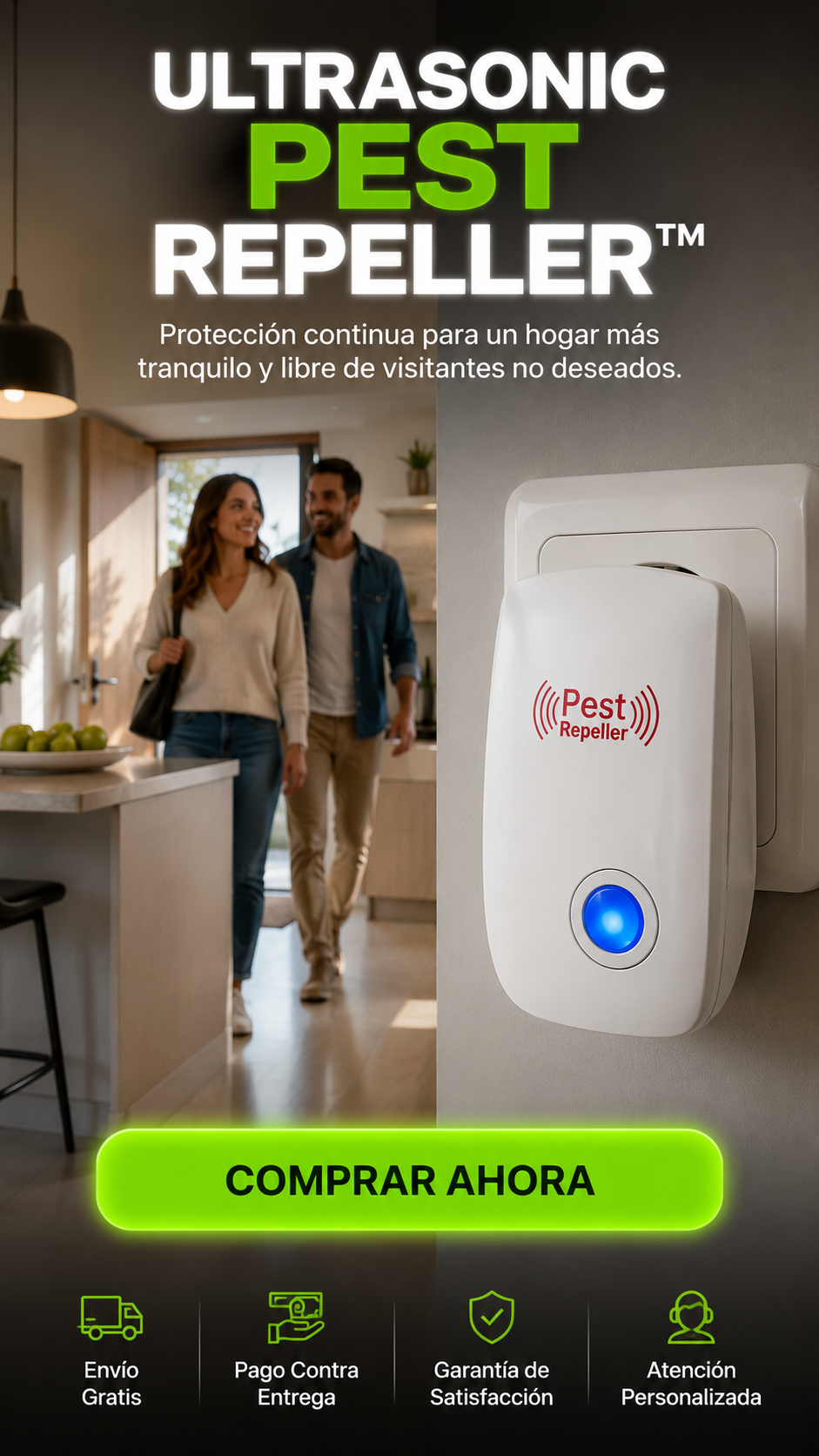 REPELENTE ULTRASONICO-Protección continua para un hogar más tranquilo y libre de visitantes no deseados.